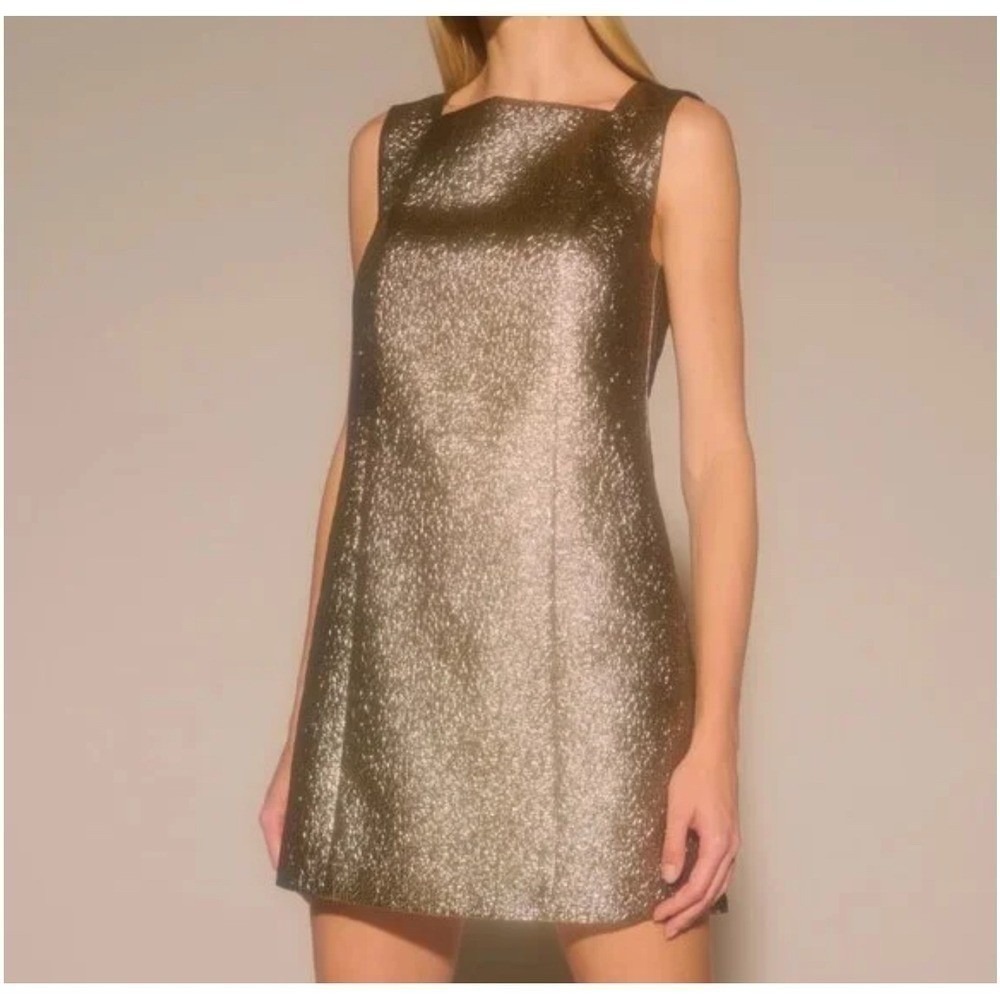 Abercrombie & Fitch Mini Dress Womens Large Gold New Metallic Sleeveless Shift